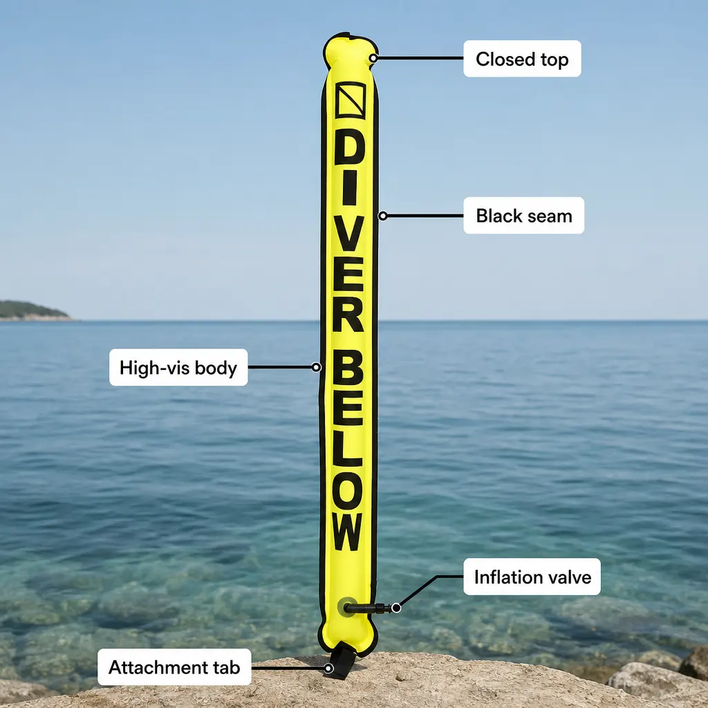 Diving Surface Marker Buoy controls and screen